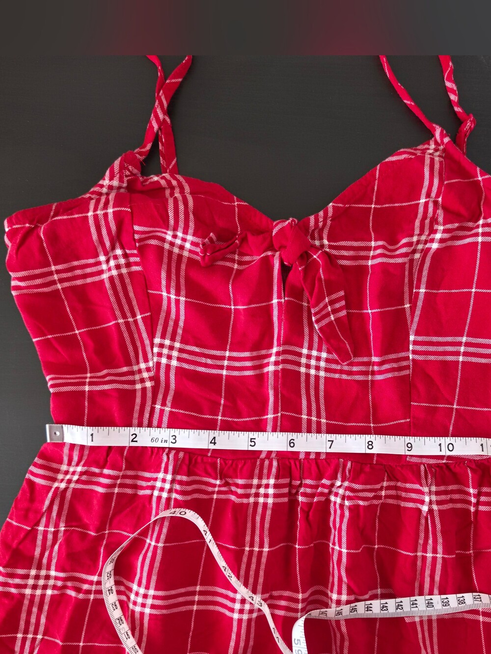 Red Plaid Tie-Front Sundress - Picture 10 of 11